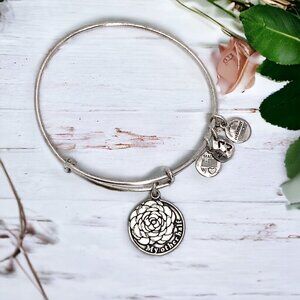 Alex and Ani Camelia My Other Half Charm Bracelet Silver Expands 2"- 3.5"